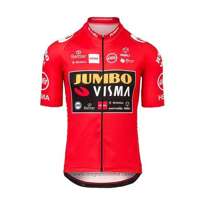 2021 Abbigliamento Ciclismo Jumbo Visma Rosso Manica Corta e Salopette